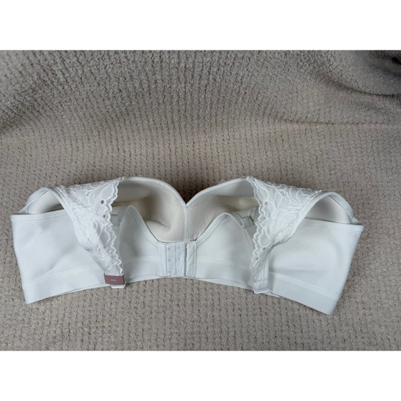 Cacique 46C White Lace Trim Lightly Lined No Wire Full Coverage Bra NWT - Picture 2 of 6